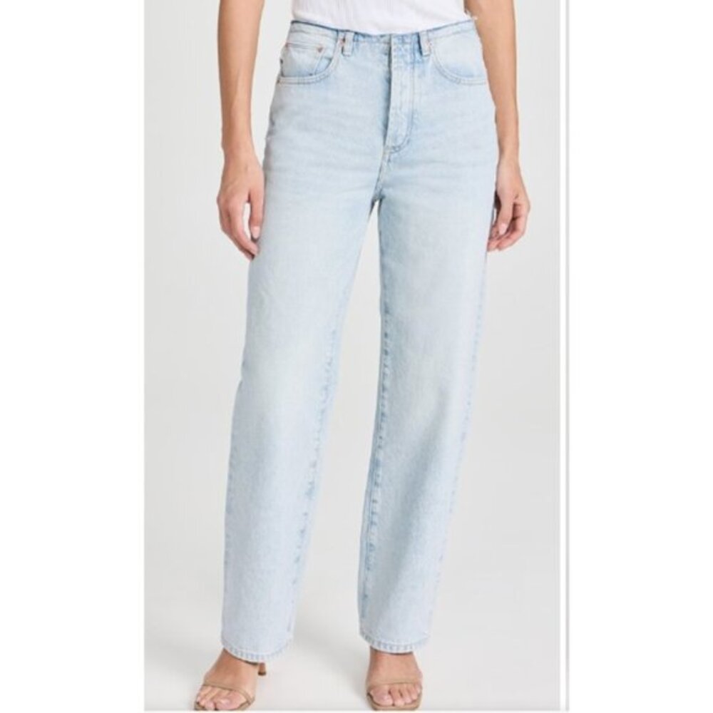 DL1961 Women's High Rise Straight Jeans in Light Blue Wash